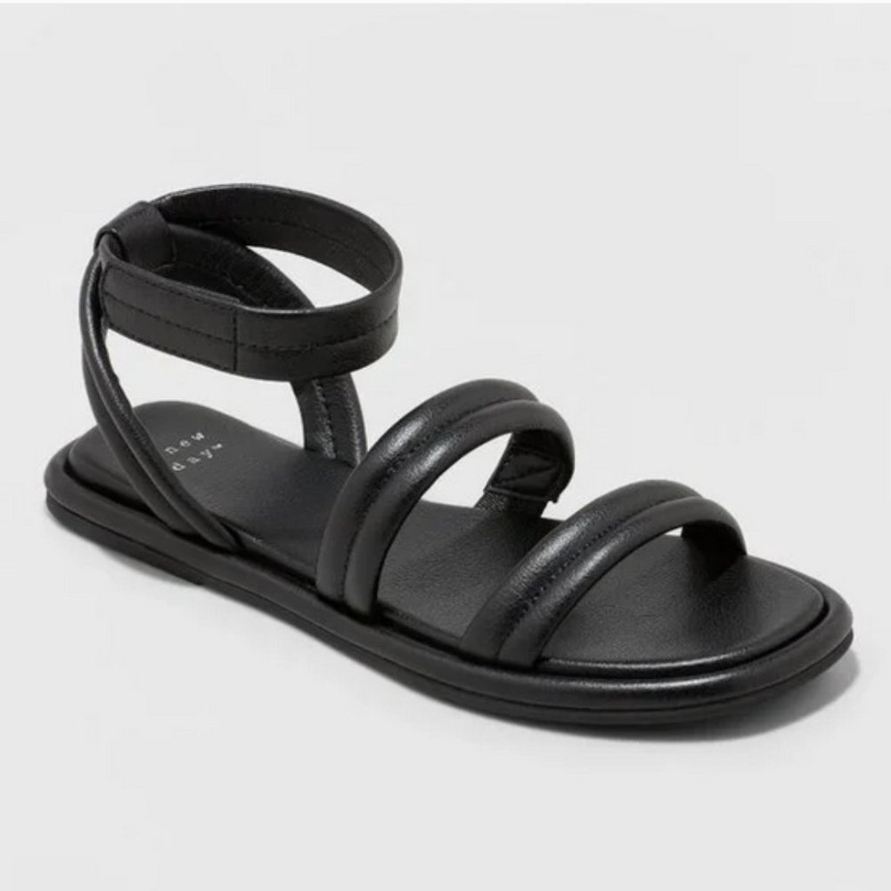 Women's Ottie Ankle Strap Sandals Black - A New Day™ 6